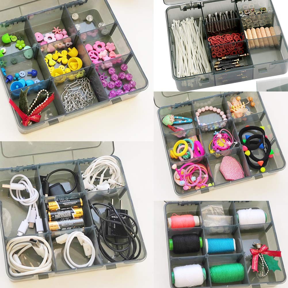 Vidifor 9 Grids Art Craft Supply Organizer 9 1 Pack, Translucent grey