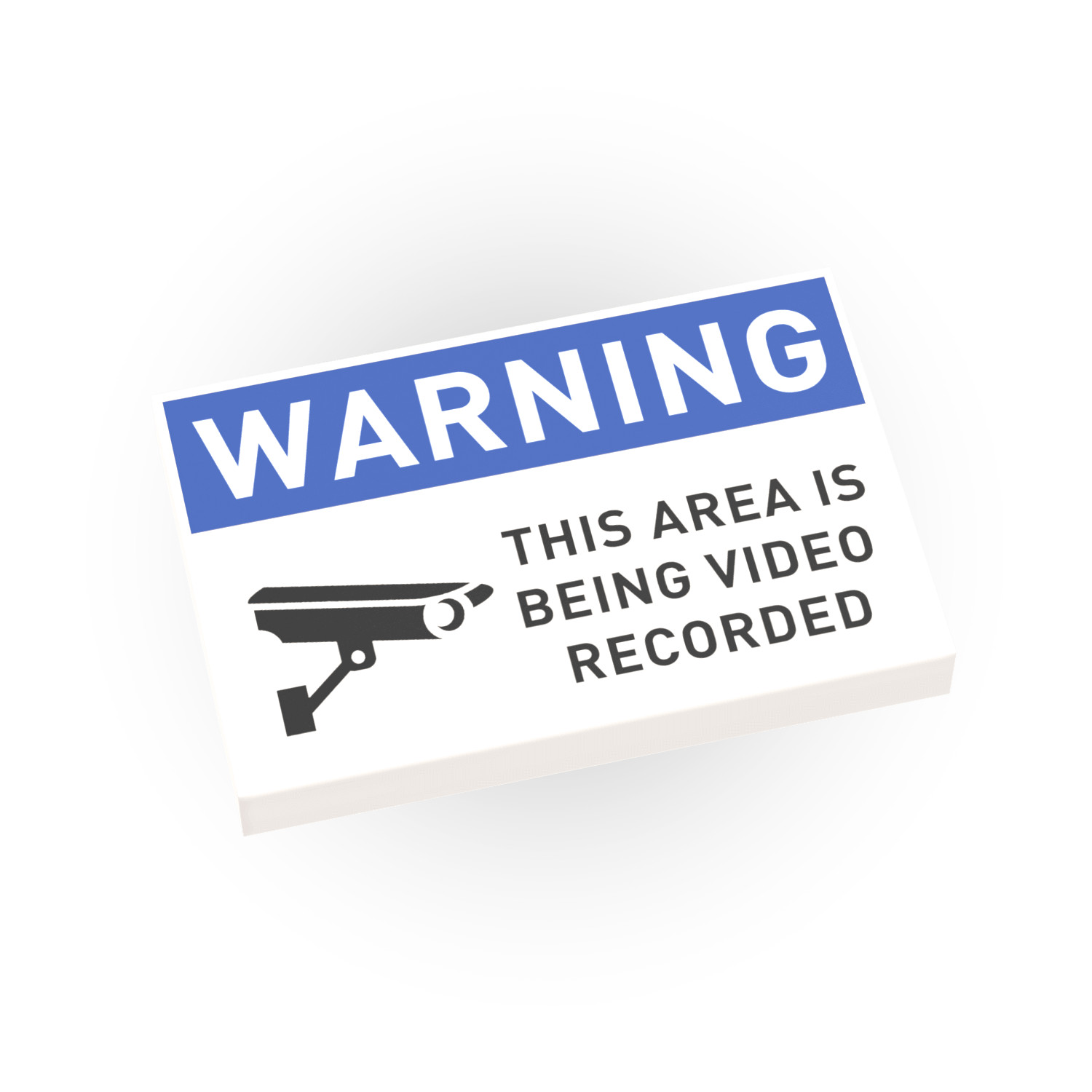 Warning Video Recording Sign - 1x3 Tile Custom Printed - Minifig Scale City