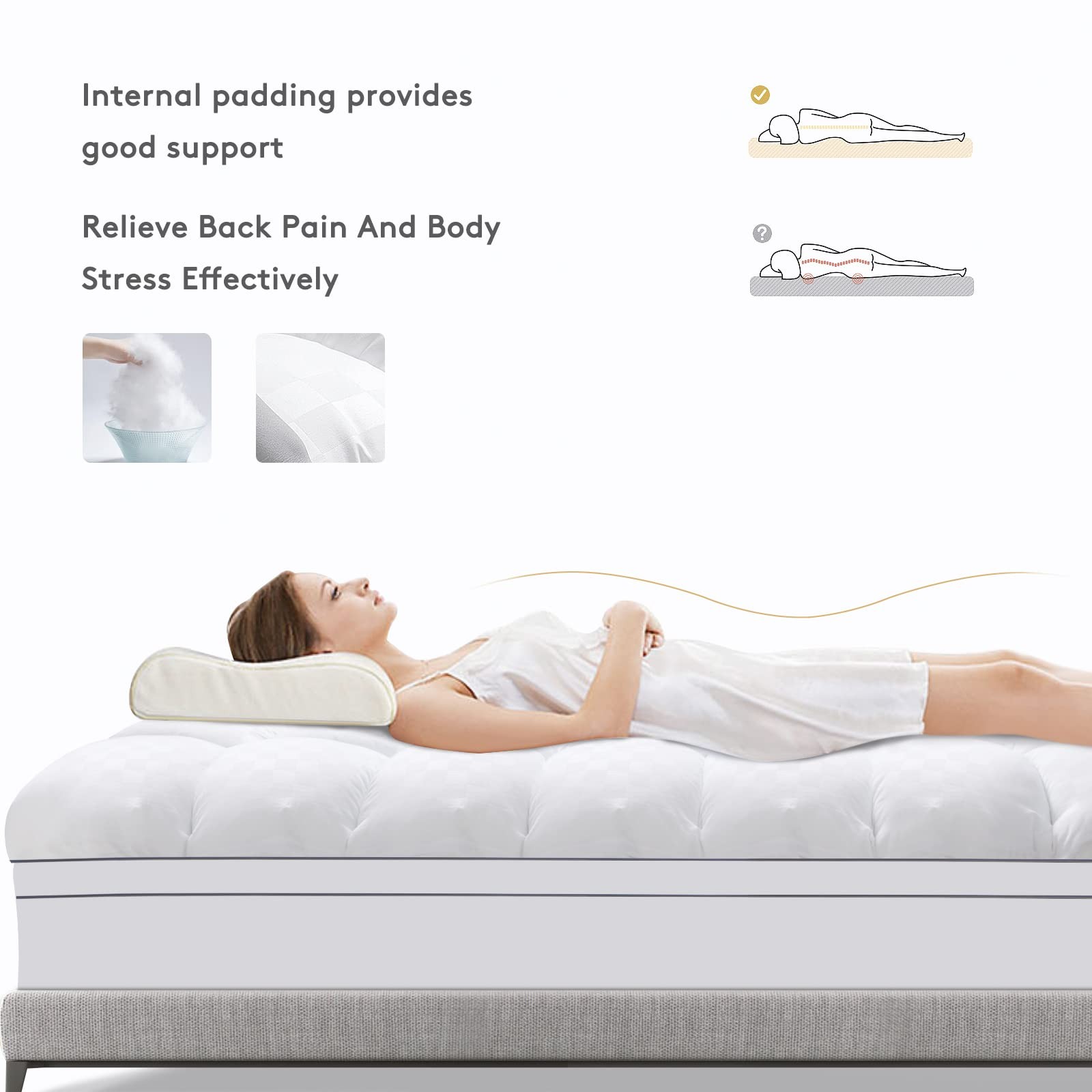 SameBed Mattress Topper Queen,Extra Thick Pad Cover for Queen, White