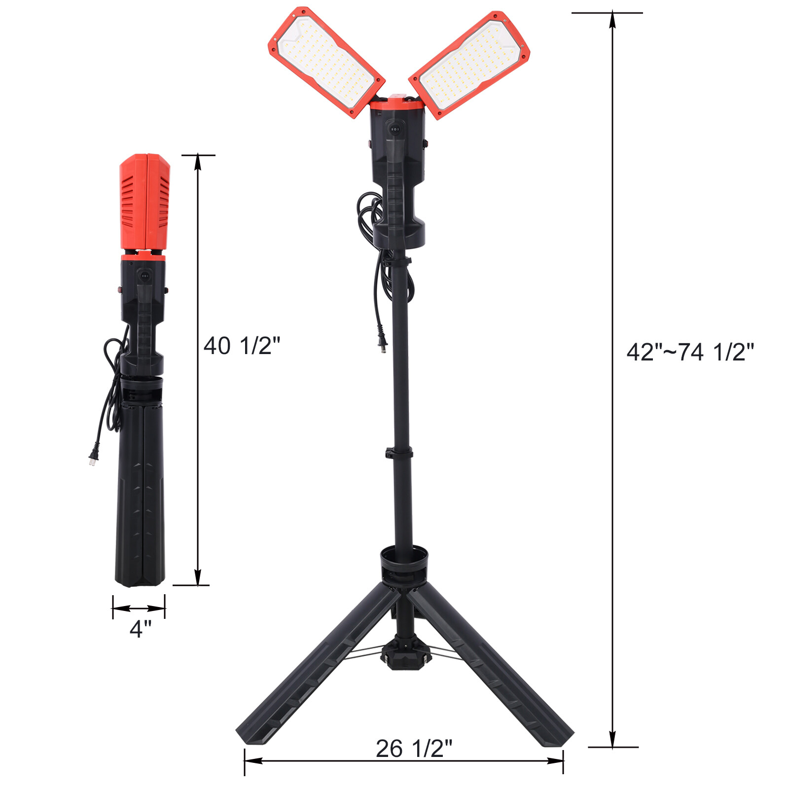 10000 Lumen Camping Light LED Work Light with Extendable Tripod +2x50W LED Light
