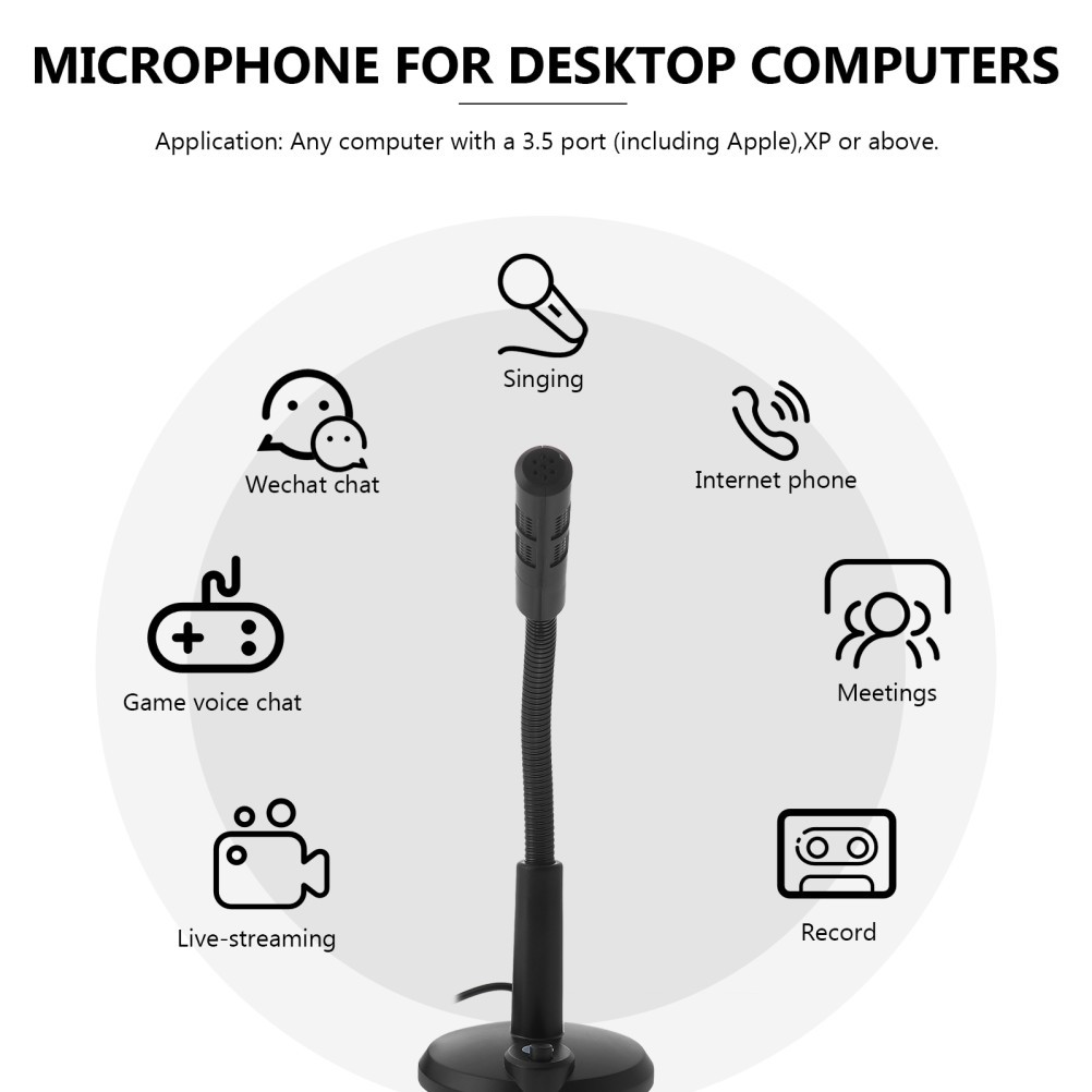 Reusable Black Plastic Tabletop Microphone for Live Streaming and Gaming