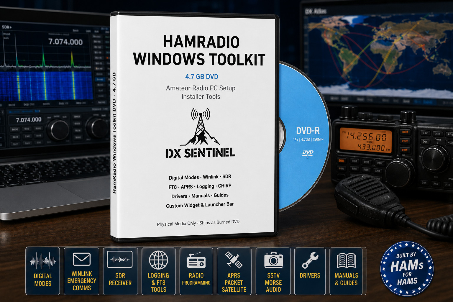 Ham Radio Windows Toolkit DVD 4.7GB Amateur Radio PC Setup Installer Tools