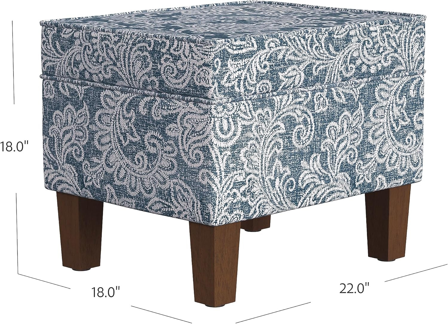 Home Decor |K7646-A879| Upholstered Modern Rectangular Storage Ottoman | Hinged