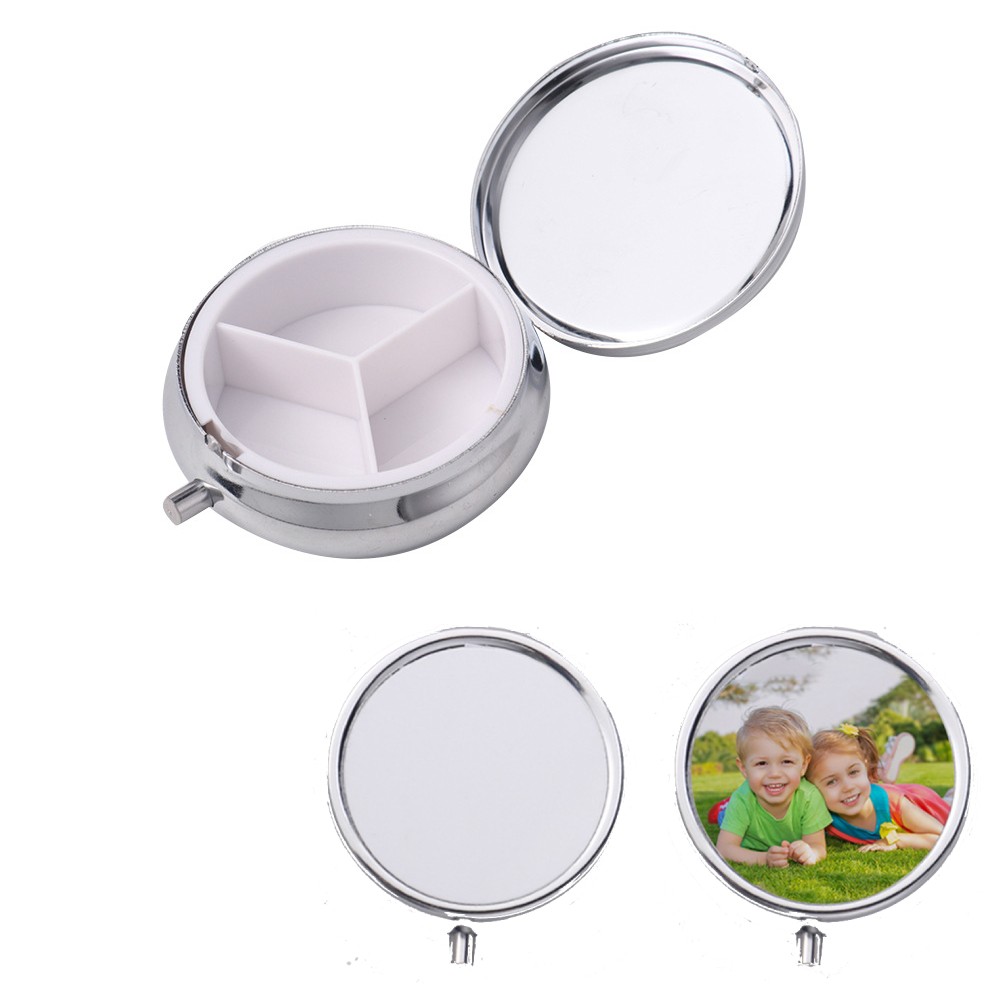 20pcs Sublimation Blank Round Pill Box 3 Compartment Medicine Pill Case Pill Box