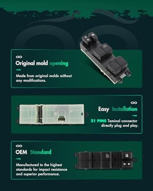 Driver Side Power Master Window Switch Black,Power Window Master Switch