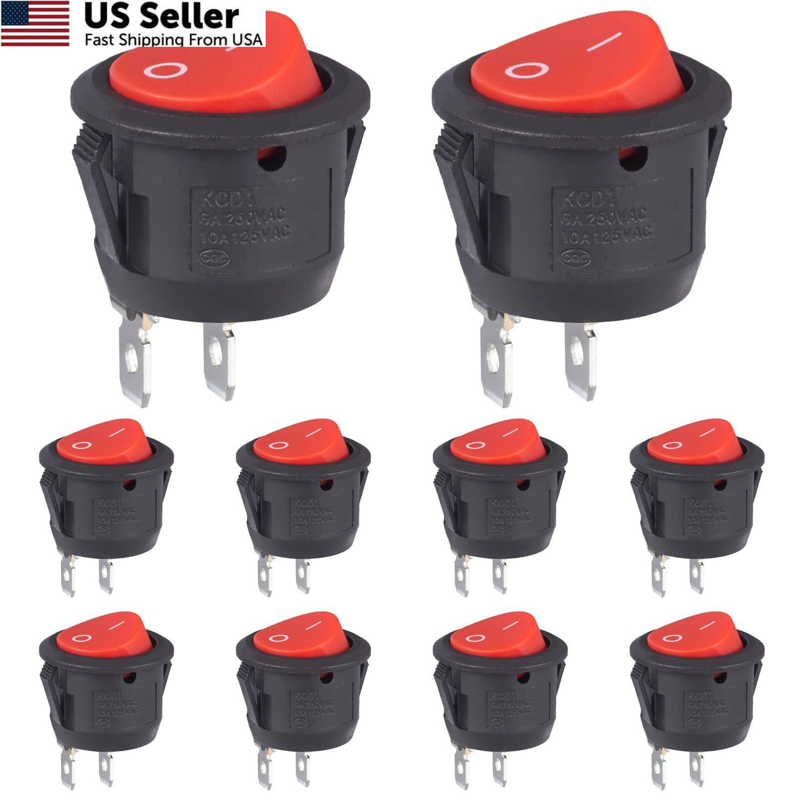 VEXUNGA Round Rocker Switch 12Volt On/Off 2 Pin Position Toggle...