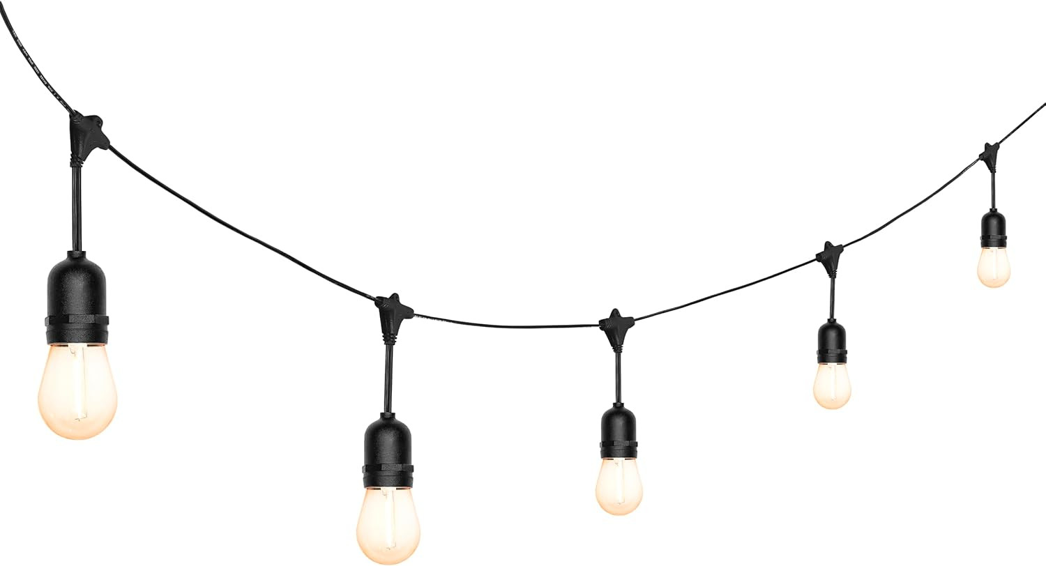 24-Ft Outdoor String Lights, Edison Shatterproof S14 Bulbs, Linkable, String Lig