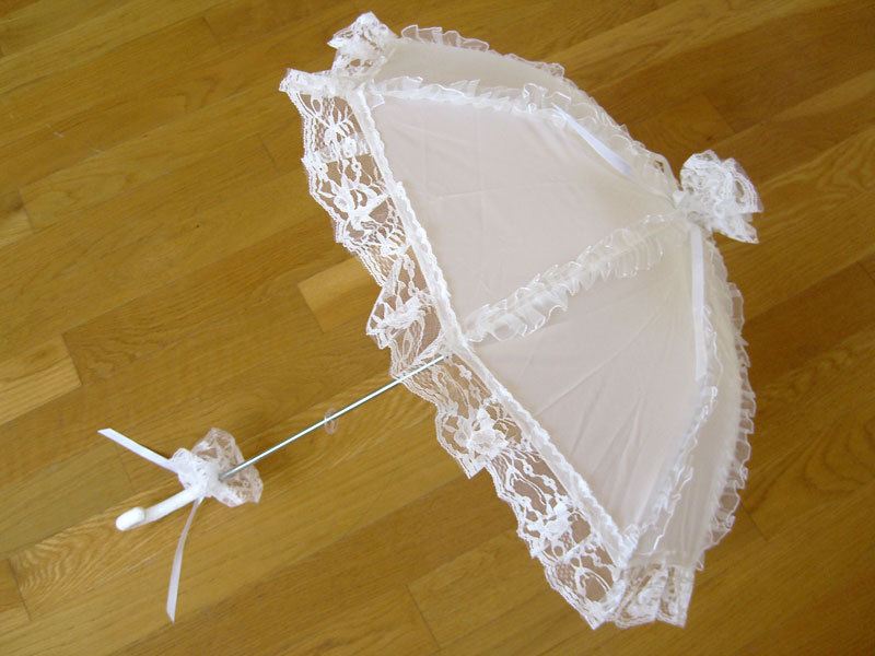 WHITE Gothic Lolita Lace Umbrella Sun Parasol Punk EGL Victorian Wedding Cosplay