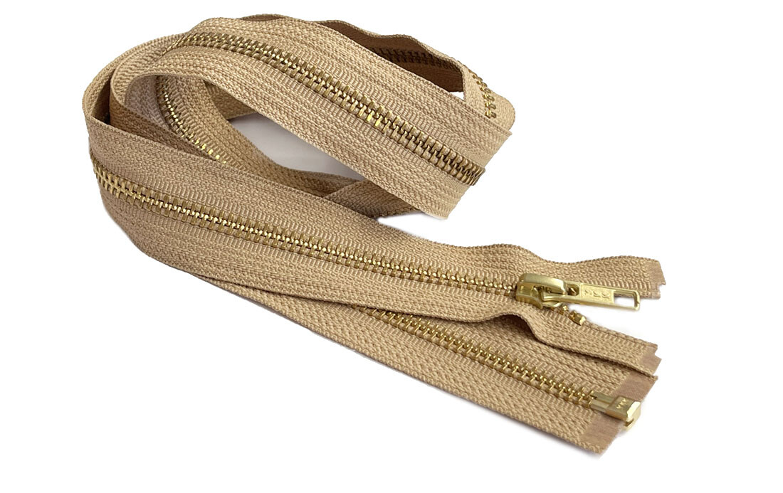 15 Inches Metal Zipper YKK #5 Golden Brass Medium Weight Separating Made in USA