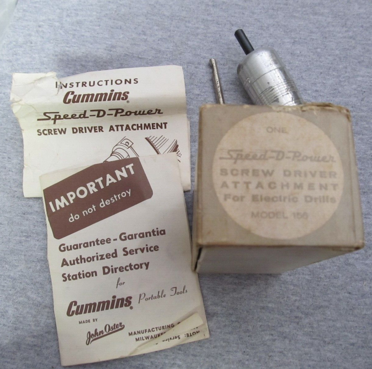 JOHN OSTER Speed-D-Power Screw Driver Drill Attachment Model 156