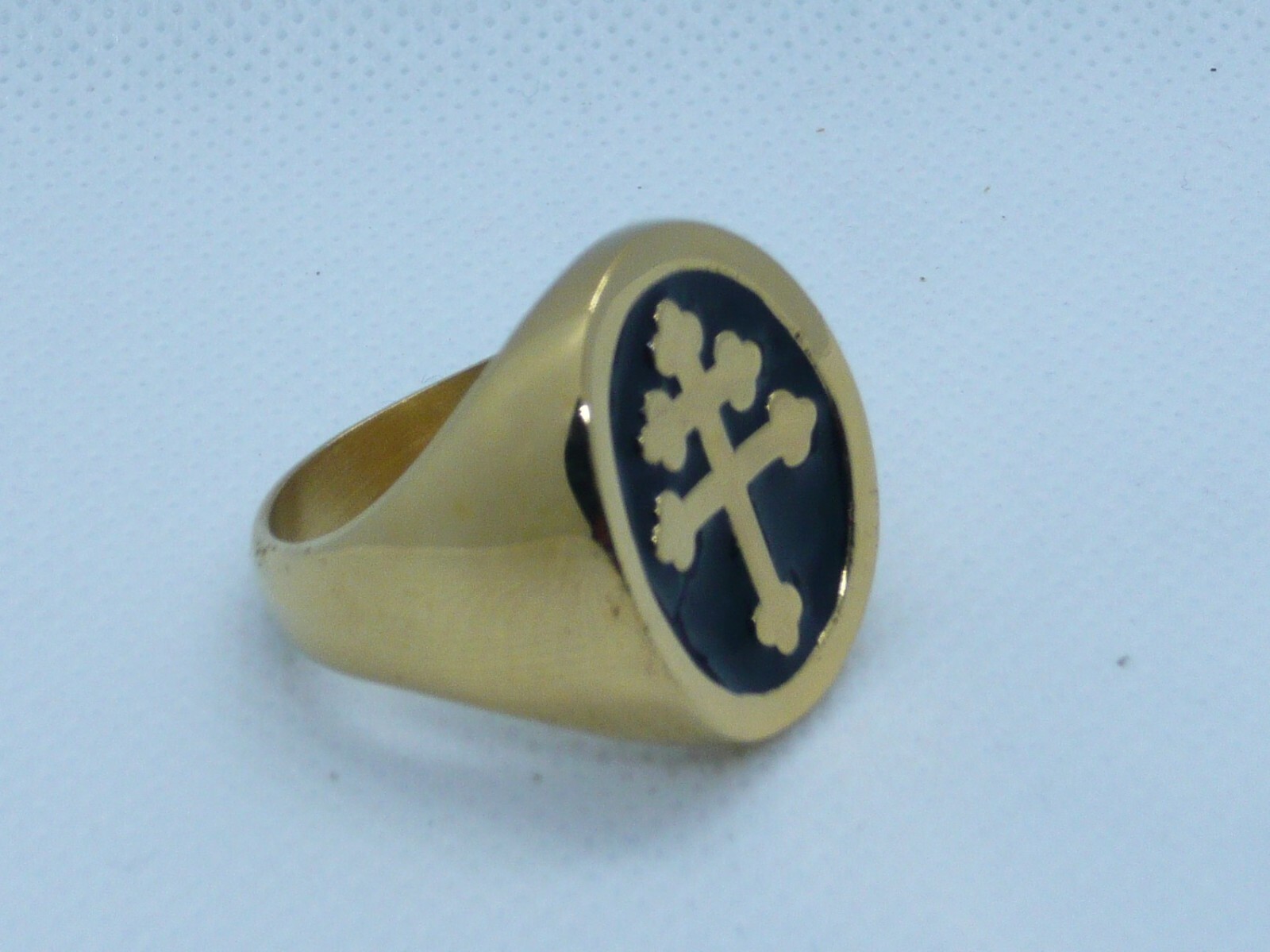 LORRAINE CROSS RING IN 925 THICK GOLD PLATED  STERLING SILVER MAGNUM PI CURVED