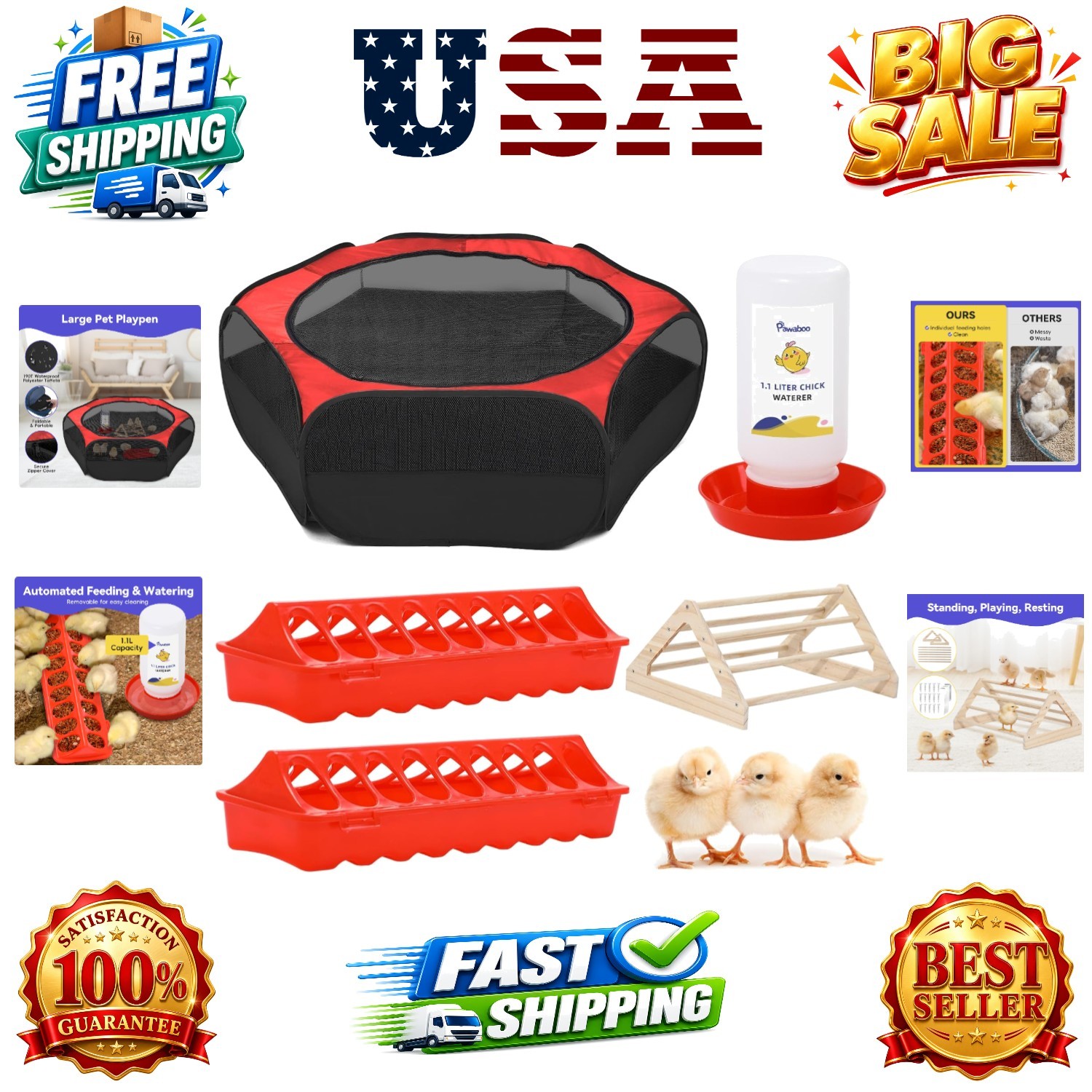 Chick Brooder Box for Chick Starter Kit, Brooder Pen/Chicken Supplies Brooder...