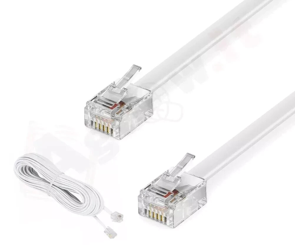 3M RJ 11 PLUG 6 POLE PHONE PHONE CABLE WHITE RJ11 EXTENSION MODEM FAX