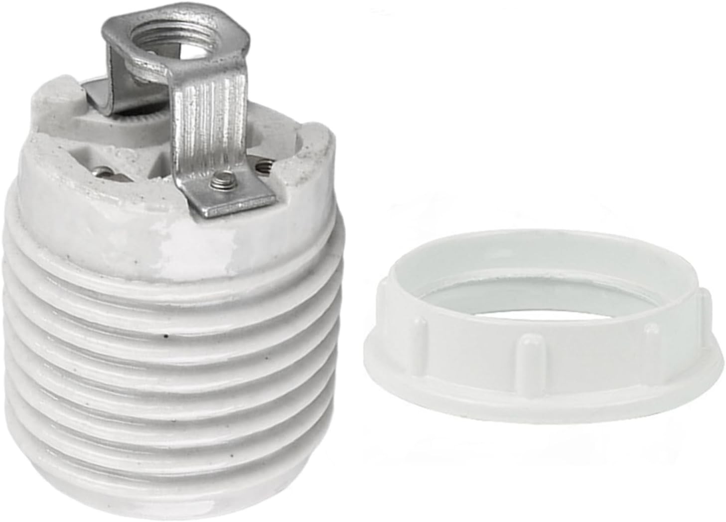 E26 Socket,Ceramic Medium Base Screw Socket E26 E27 Threaded Glazed Porcelain...
