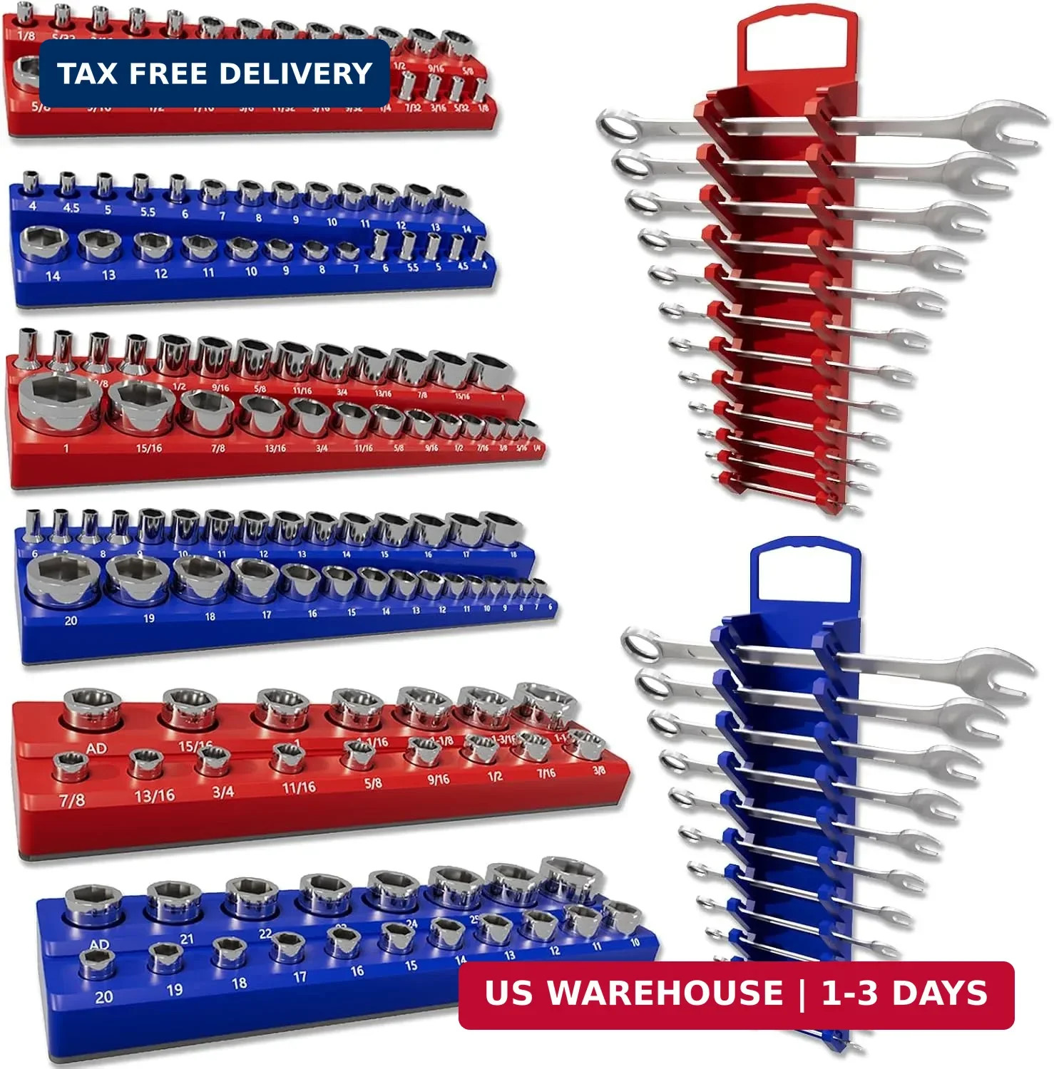 8-Piece Magnetic Socket Organizer and Wrench Organizer, Magnetic Socket Holder S