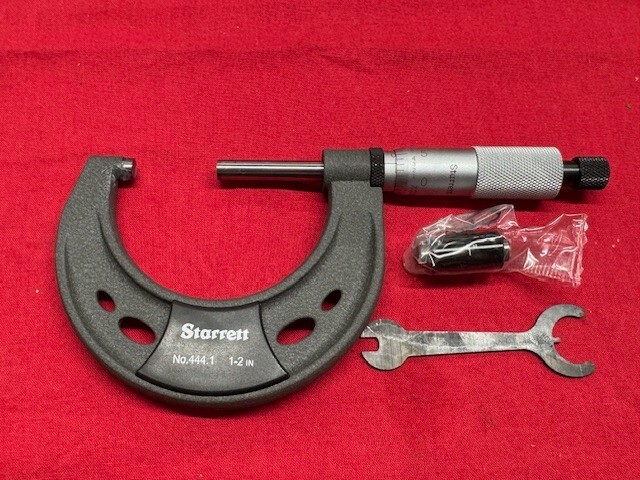 Starrett T444.1XRL-2 Outside Micrometer, Ratchet Stop, Carbide Face .0001"