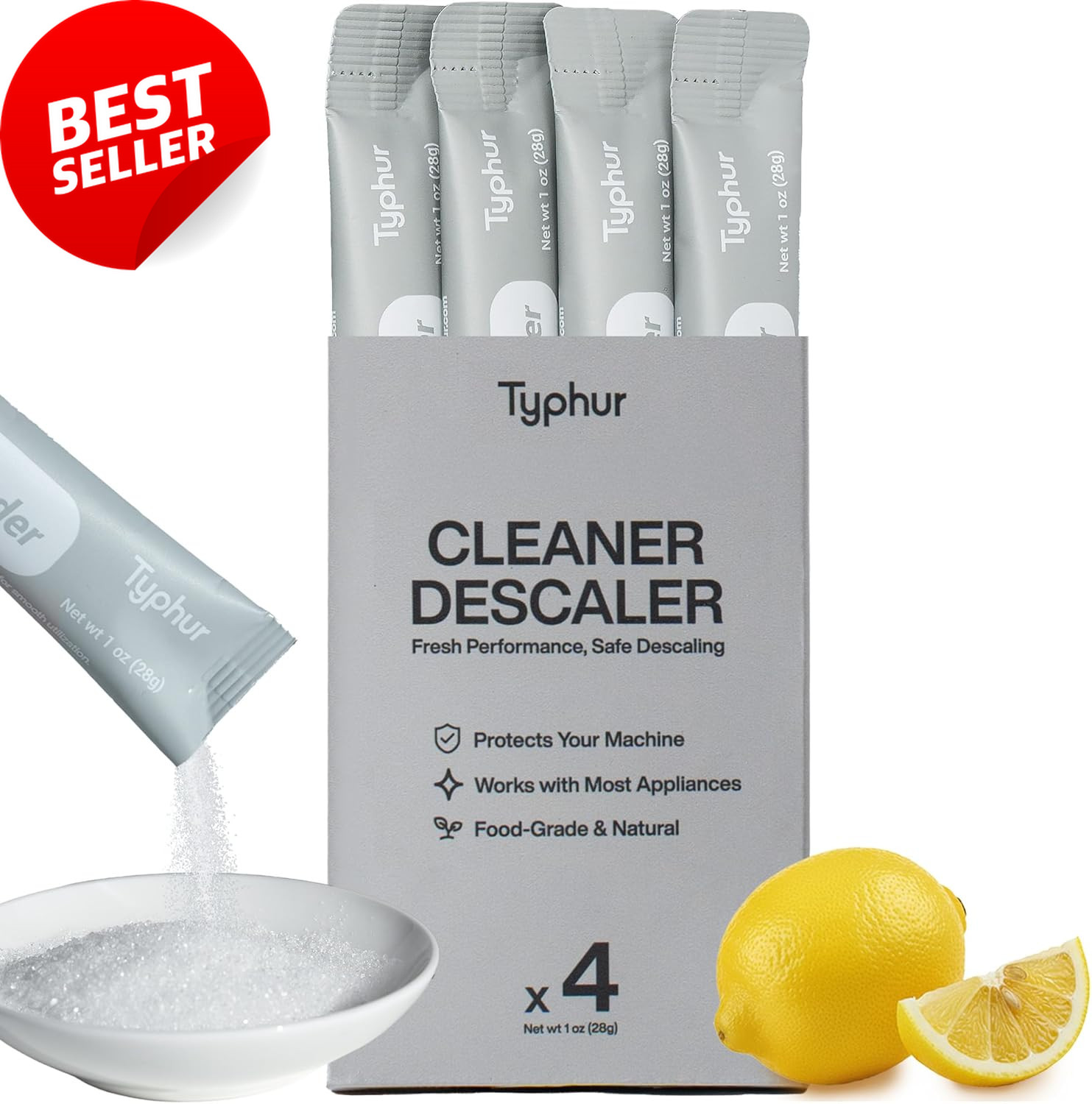 Ice Maker Cleaner & Descaler – 4 Uses, Pure Citric Acid, Improves Ice Taste