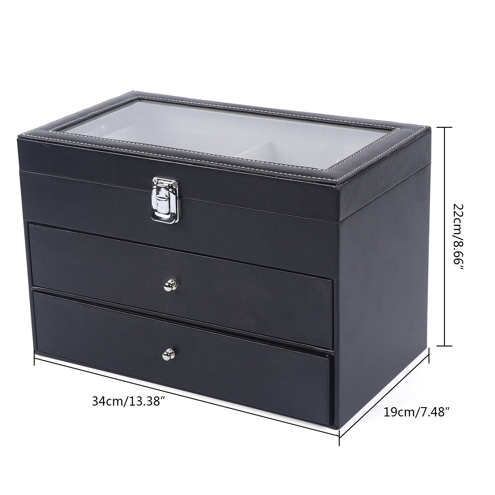 3 Layers Watch Display Box Jewelry Ring Organizer Case Sunglasses Storage Holder