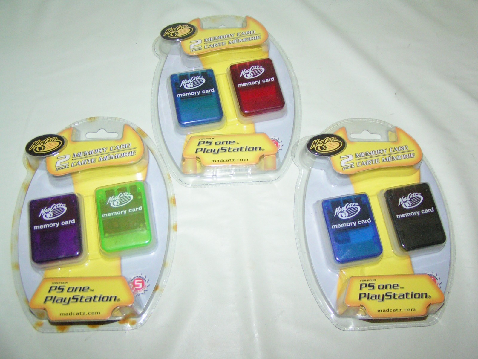 Three NEW 2-Packs Mad Catz Memory Cards for Sony PlayStation 1 PS1 Vintage NOS