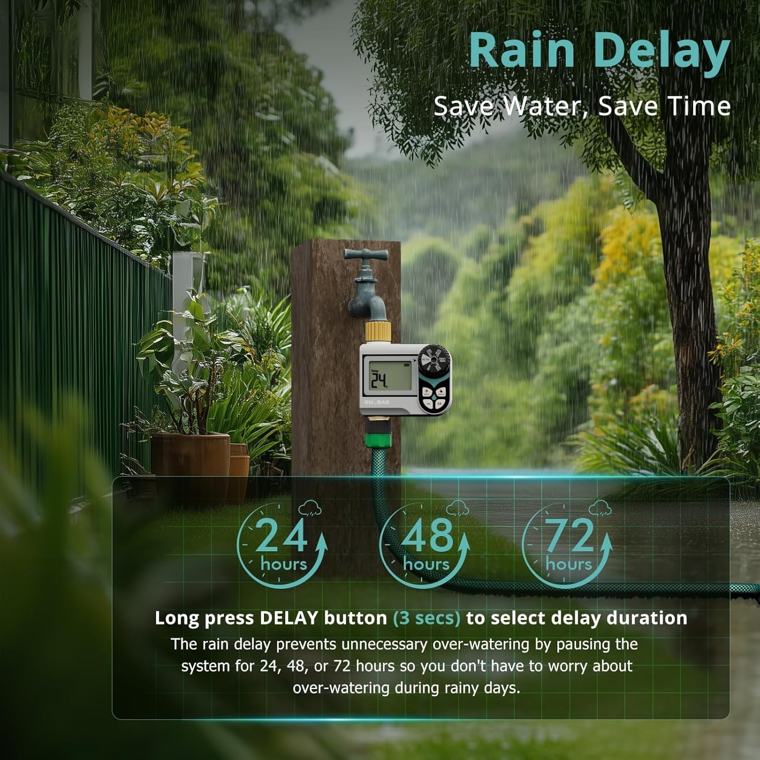 Zero Pressure Water Timer, Programmable Sprinkler Timer for Garden Hose Faucet w