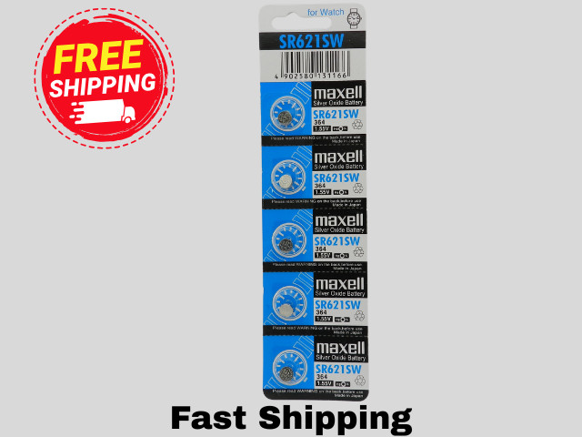 MAXELL  364 SR621SW Watch Battery 5Pcs    (Exp. 10/2030)