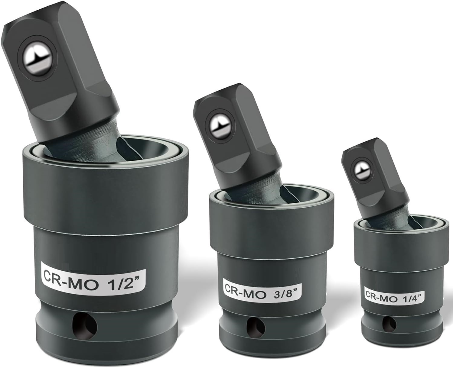 Juego de Dados Giratorios Con Junta Universal De Impacto 1/4" 3/8" 1/2" Cr-Mo