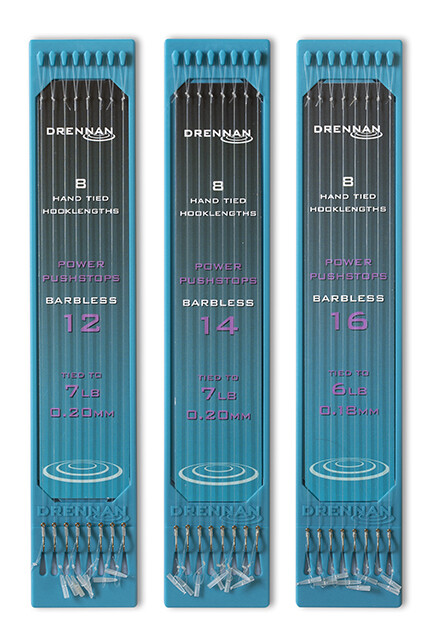 DRENNAN POWER PUSHSTOPS BARBLESS HAND TIED HOOKLENGTHS - 8 PER PACK