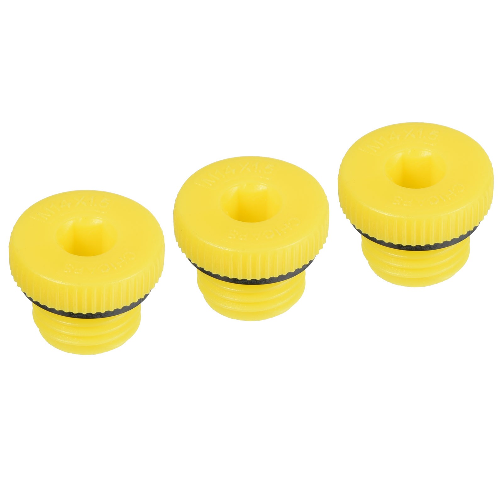 3 x Hold Plugs M14x1.5 PP Plastic Male Hex Socket Sealing Screw End Cap Yellow