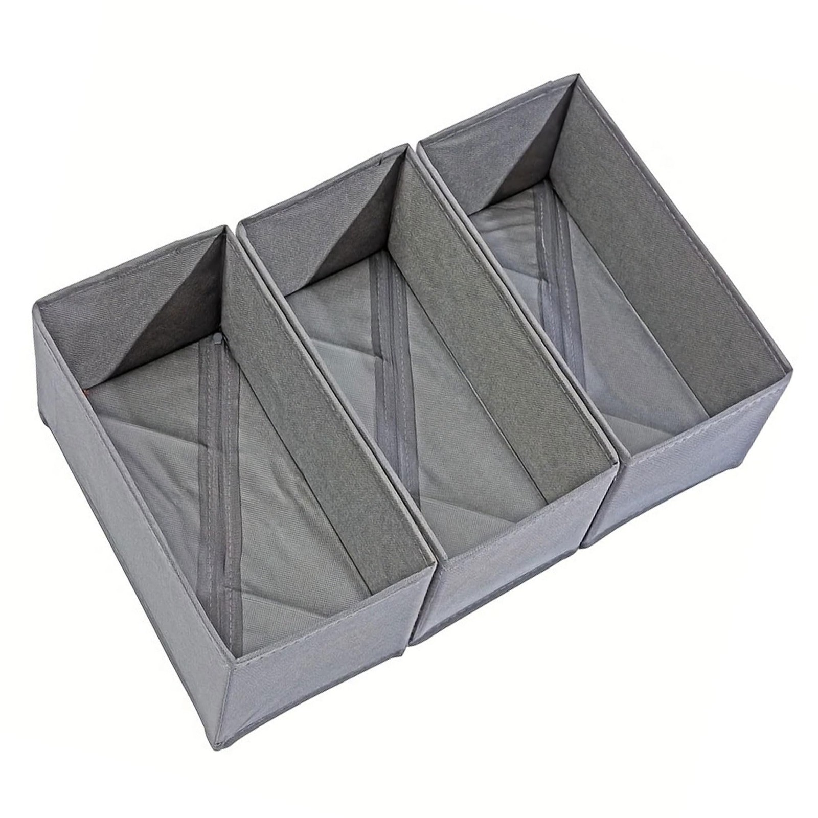 Foldable Drawer Organizer, 3 Pack Gray Fabric Storage Bins with Hardboard Sid...