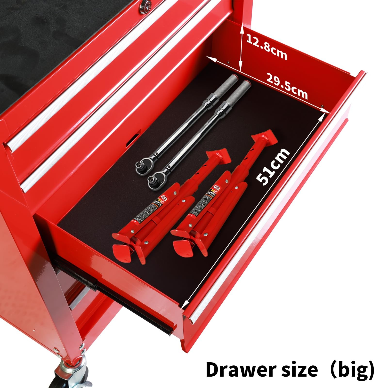 Rolling Tool Chest 5 Drawers, Portable Tool Storage Cabinet with Wheels, Red