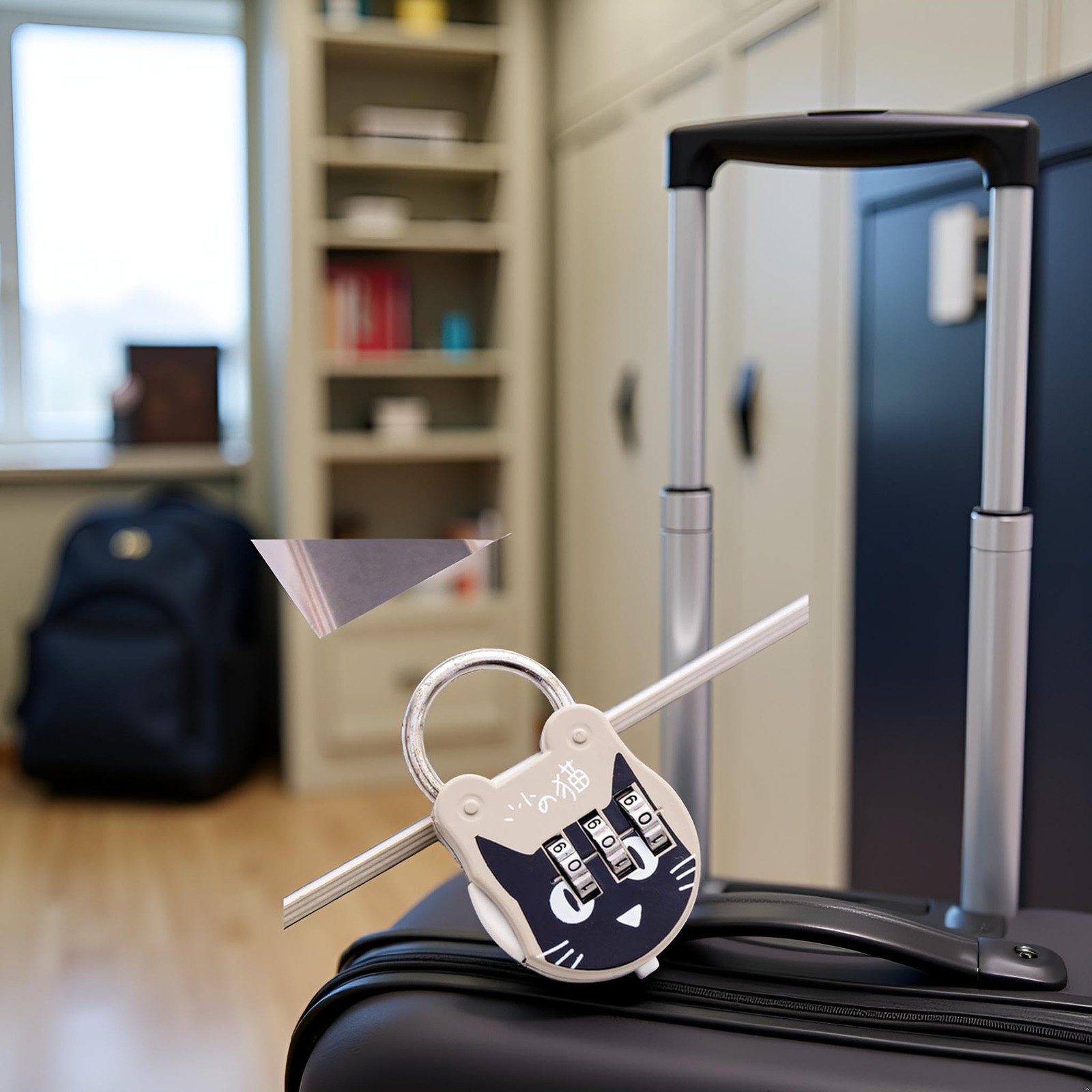 Grey Cute Cat Combination Lock Travel Locks for Luggage Backpack Silver