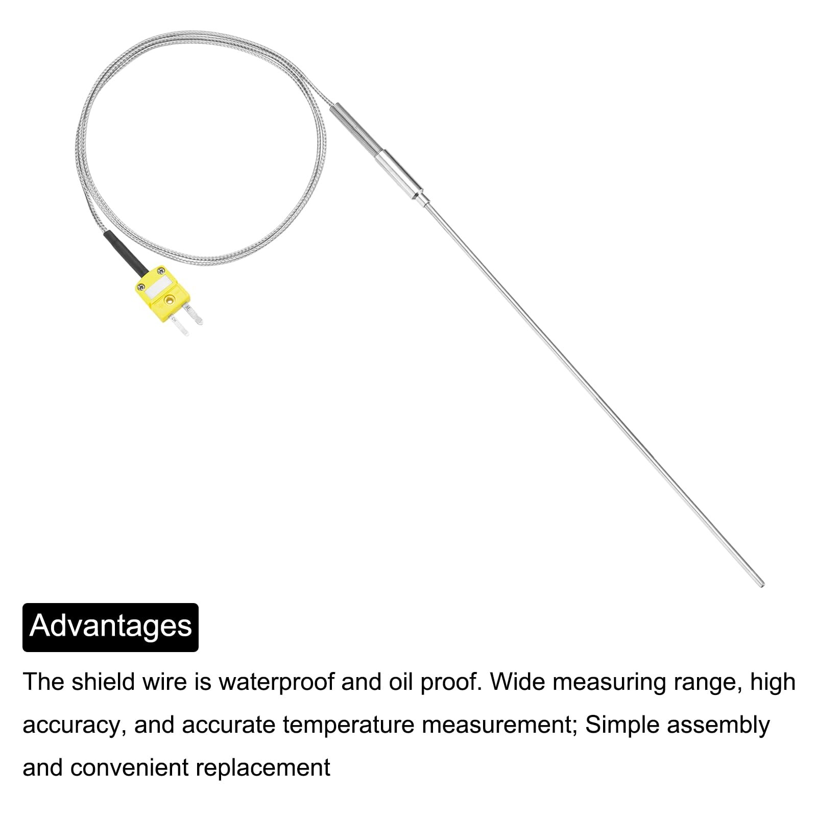 MECCANIXITY K Type Thermocouple with Plug, Meter Temperature Sensor Probe -50...
