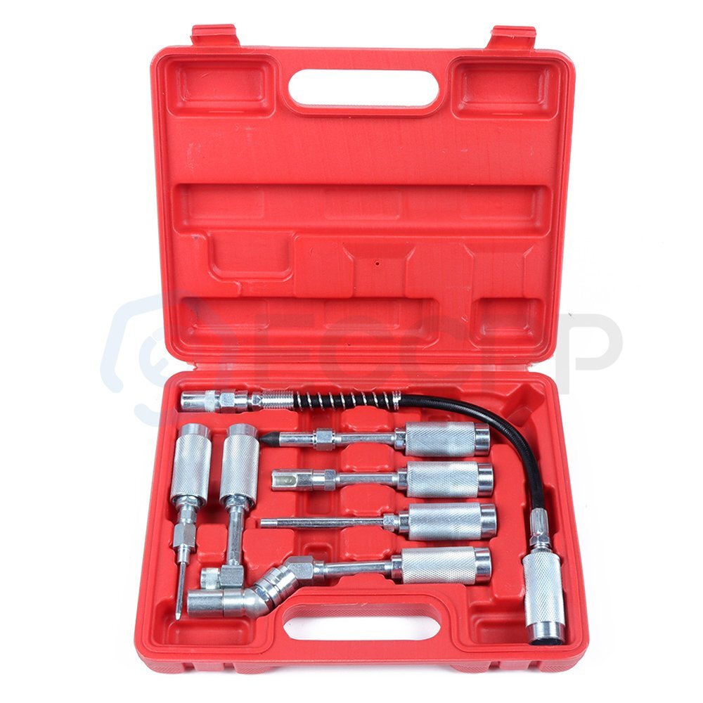 7pc Grease Gun Adapter Set Lubing Hose Fitting Zerk Tip Assortment US Ship