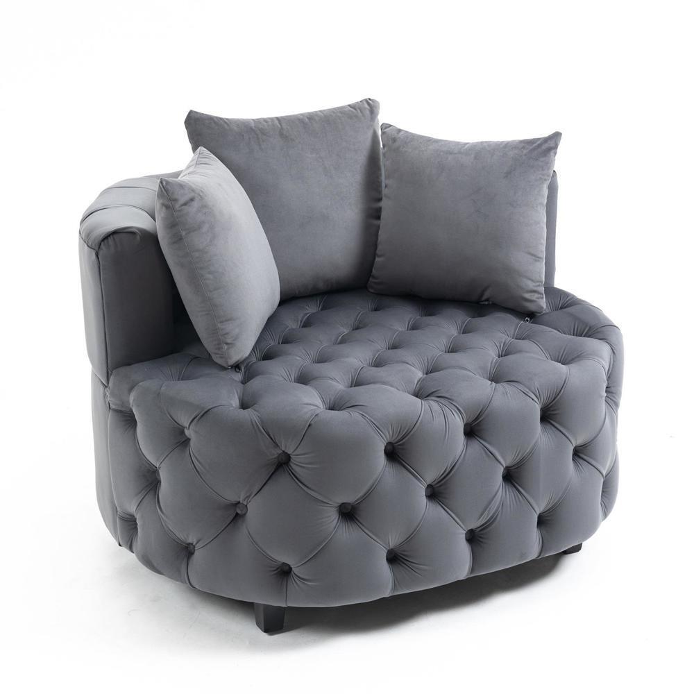 Sturdy and Durable Accent Chair Classical Barrel Chair Leisure Chair Grey