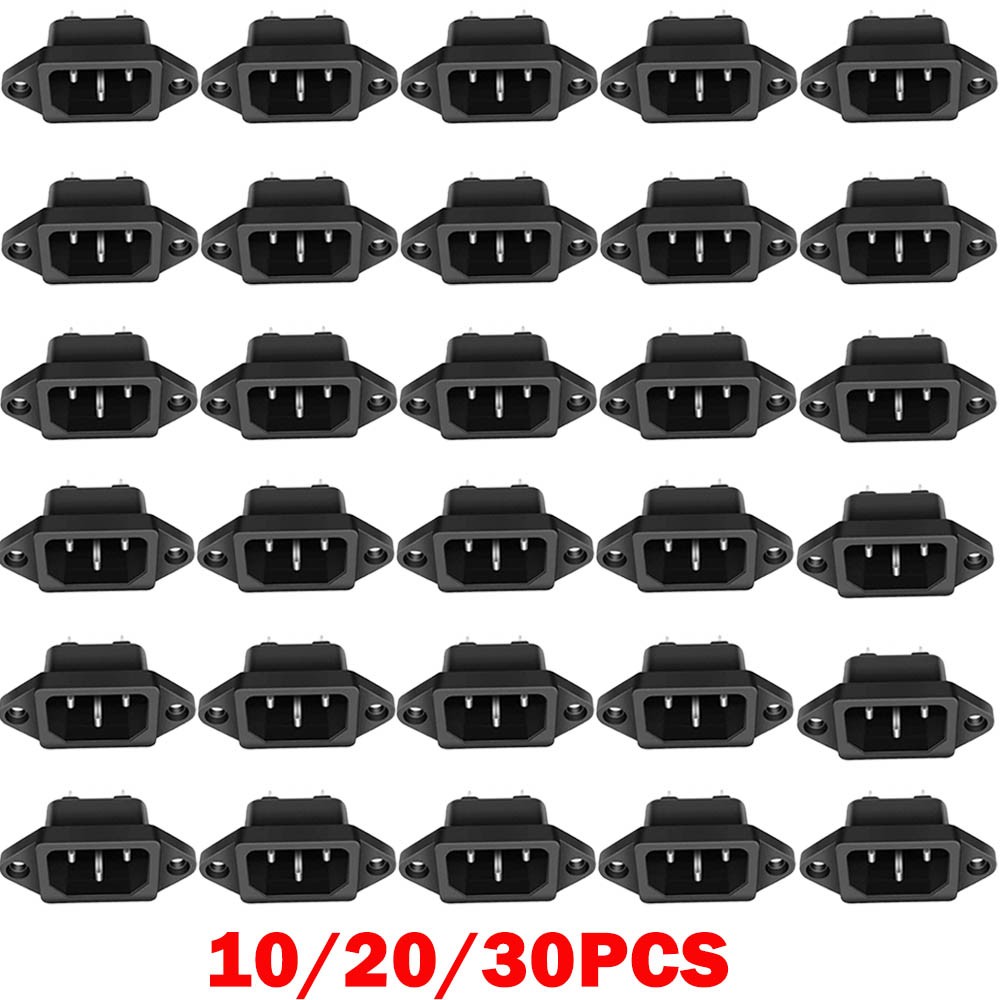 10-30x AC250V 10A IEC 320 C14 Panel Mount Plug Adapters Power Connector Socket