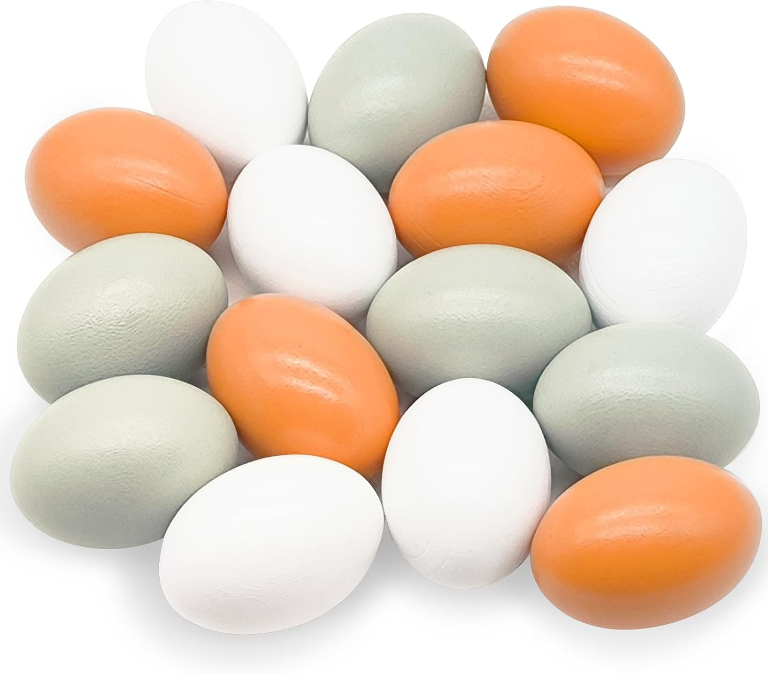 15 Pcs Wooden Fake Eggs,3 Colors Wood Eggs,Fake Chicken Eggs,Dummy Eggs Help Lay