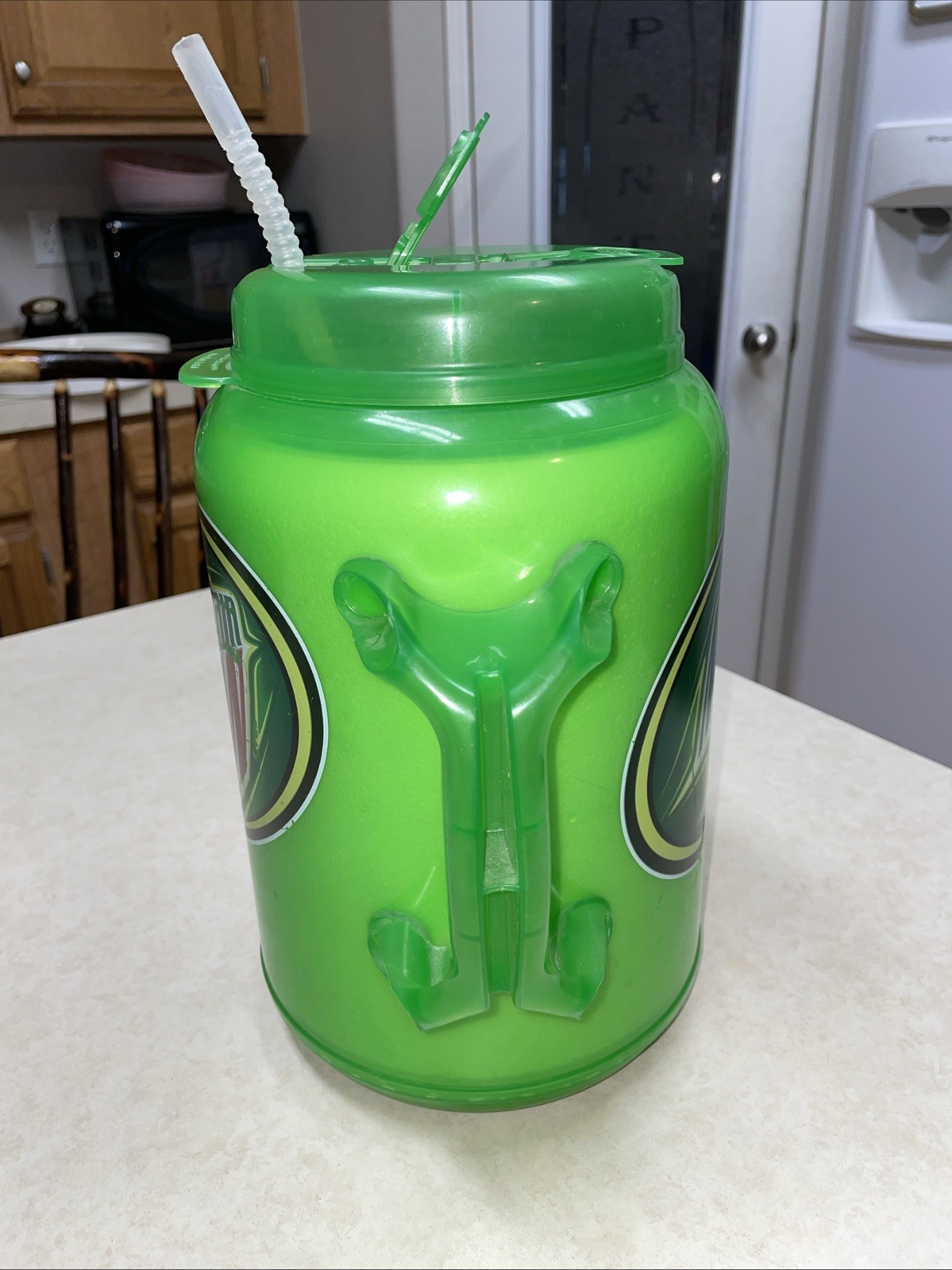 Vtg Whirley Mountain Dew XM-100oz Insulated Travel Mug w Lid, Straw & Handle