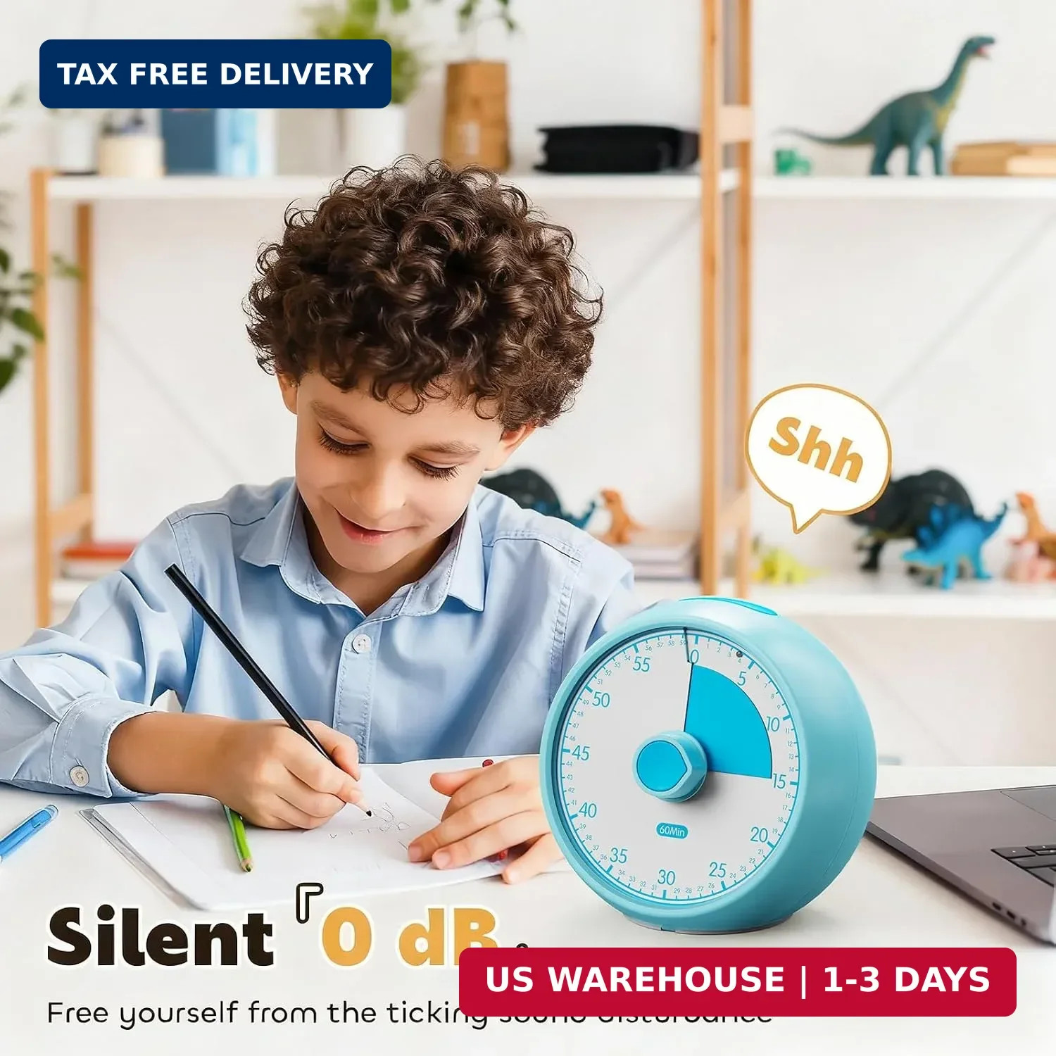 Visual Timer for Kids 60-Minute Countdown Timer with Optional Alarm, Focus Tool