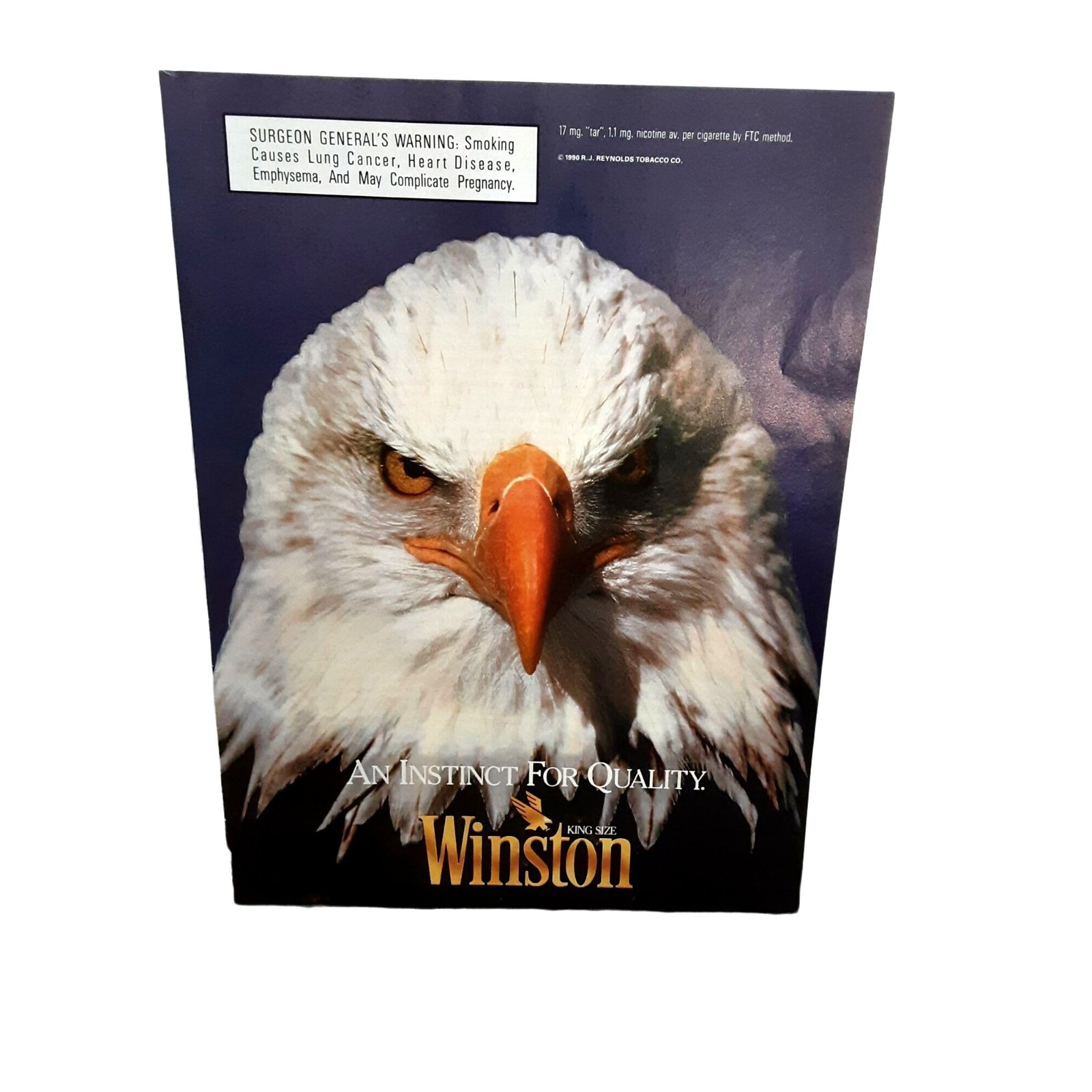 1990 Winston Cigarettes American Bald Eagle Original Print Ad vintage 90s
