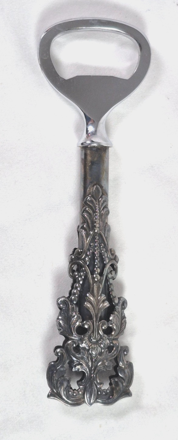 Vintage Danish Silverplate Bottle Opener Schultz & Frode 297 Crown Pattern