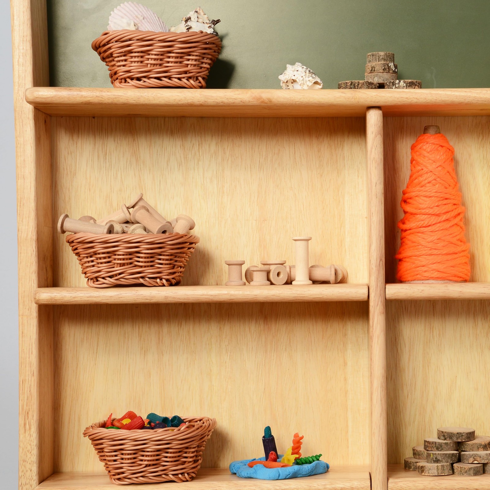 6 PCS 5 Inch Square Plastic Woven Storage Baskets Bins For Shelf Desktop
