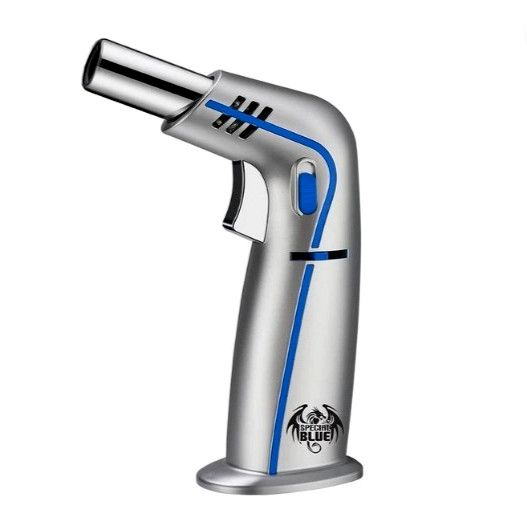 Special Blue Zion Adjustable Flame Butane Torch Lighter  Silver