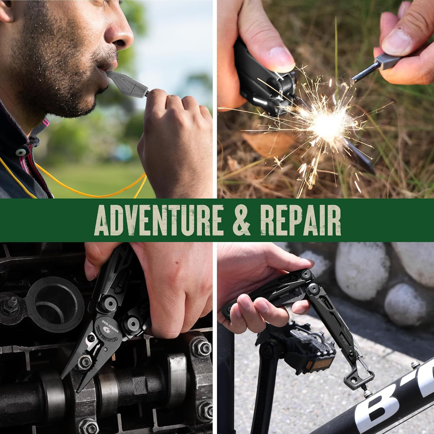 MOSSY OAK 27-In-1 Cnc-Machined Multitool Pliers Self-Locking | Includes Knife, F