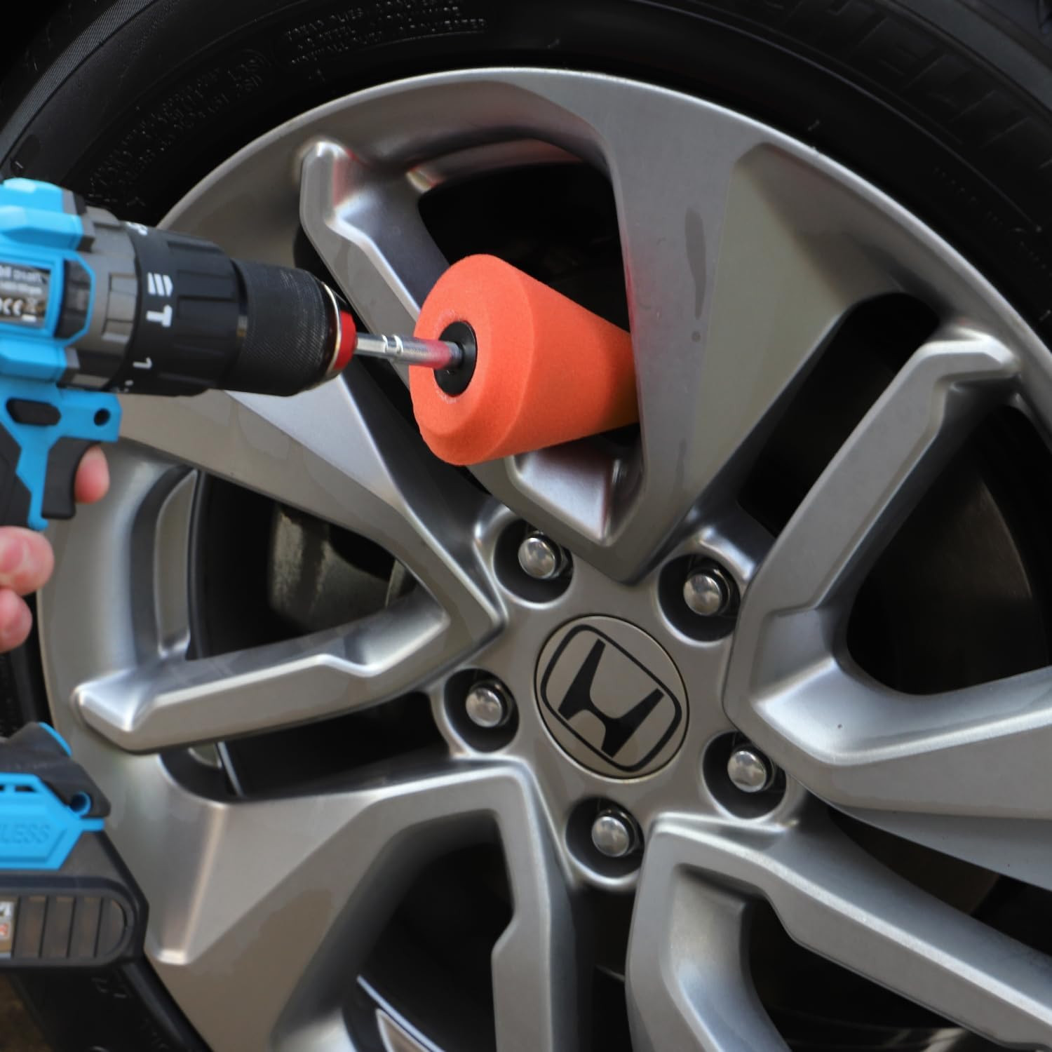 Polishing Cone, Car Wheel Hub Drill Buffing Sponge Pads Kit, Polishing Ball, 5