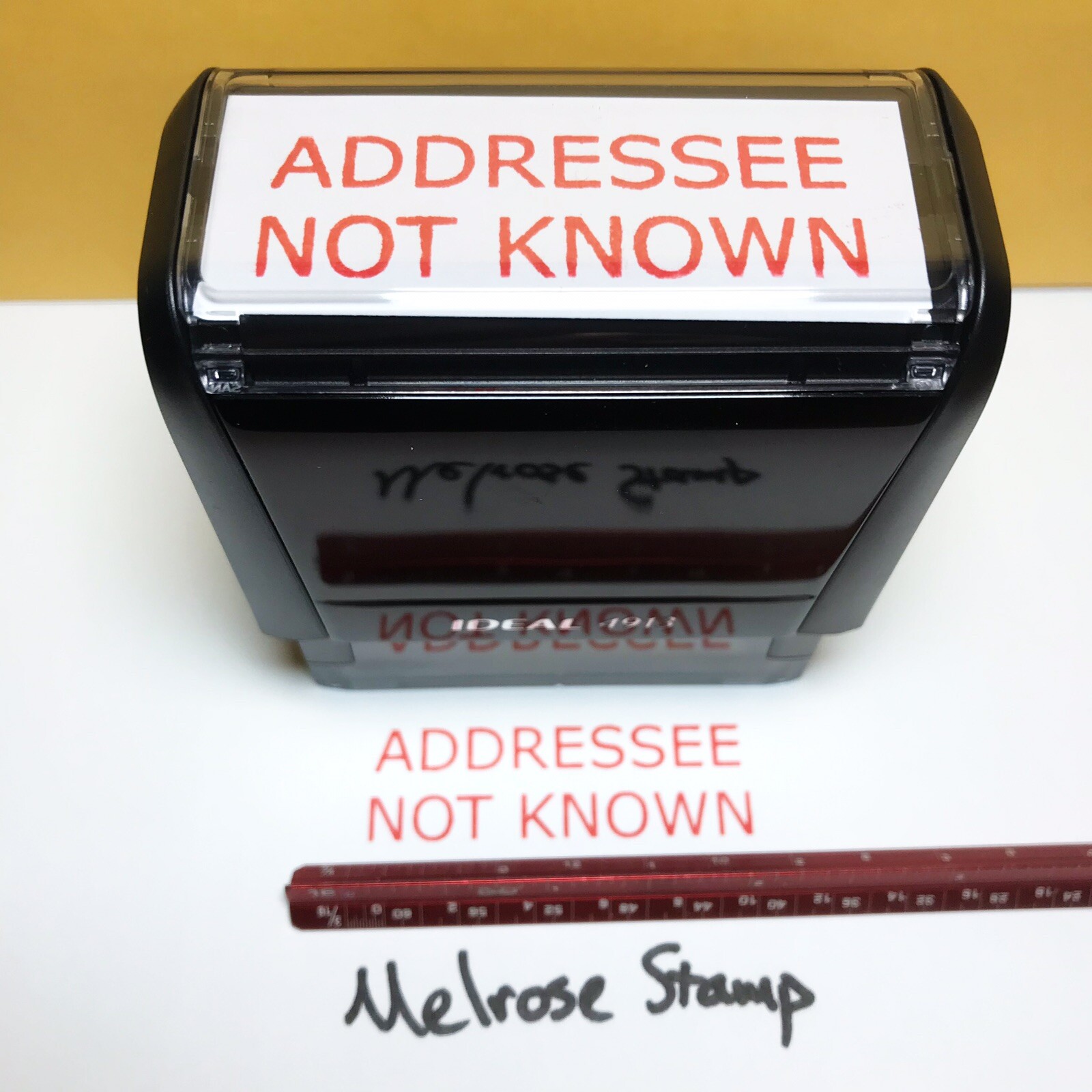Addressee Not Known Rubber Stamp Red Ink Self Inking Ideal 4913