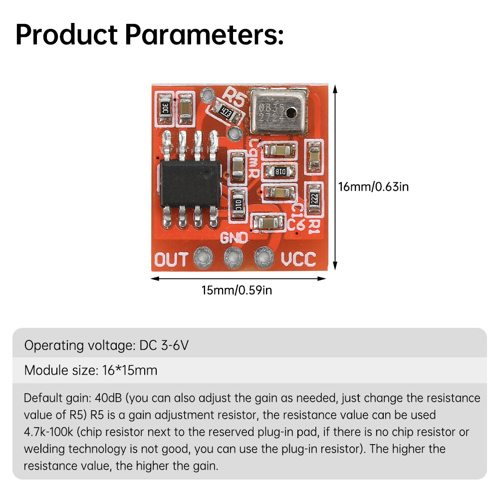 TDA1308 Digital Silicon Microphone Amplifier Board Preamp Amplifier Module 3-6V