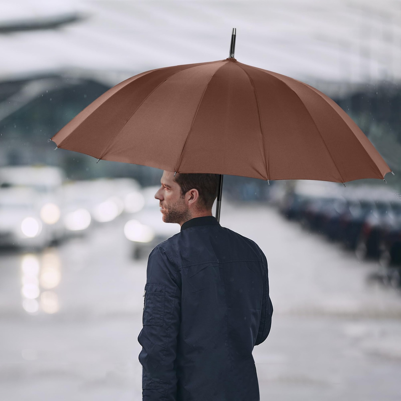 Windproof Large Umbrella for Rain,Automatic Open with Easy Grip,Rainproof and...