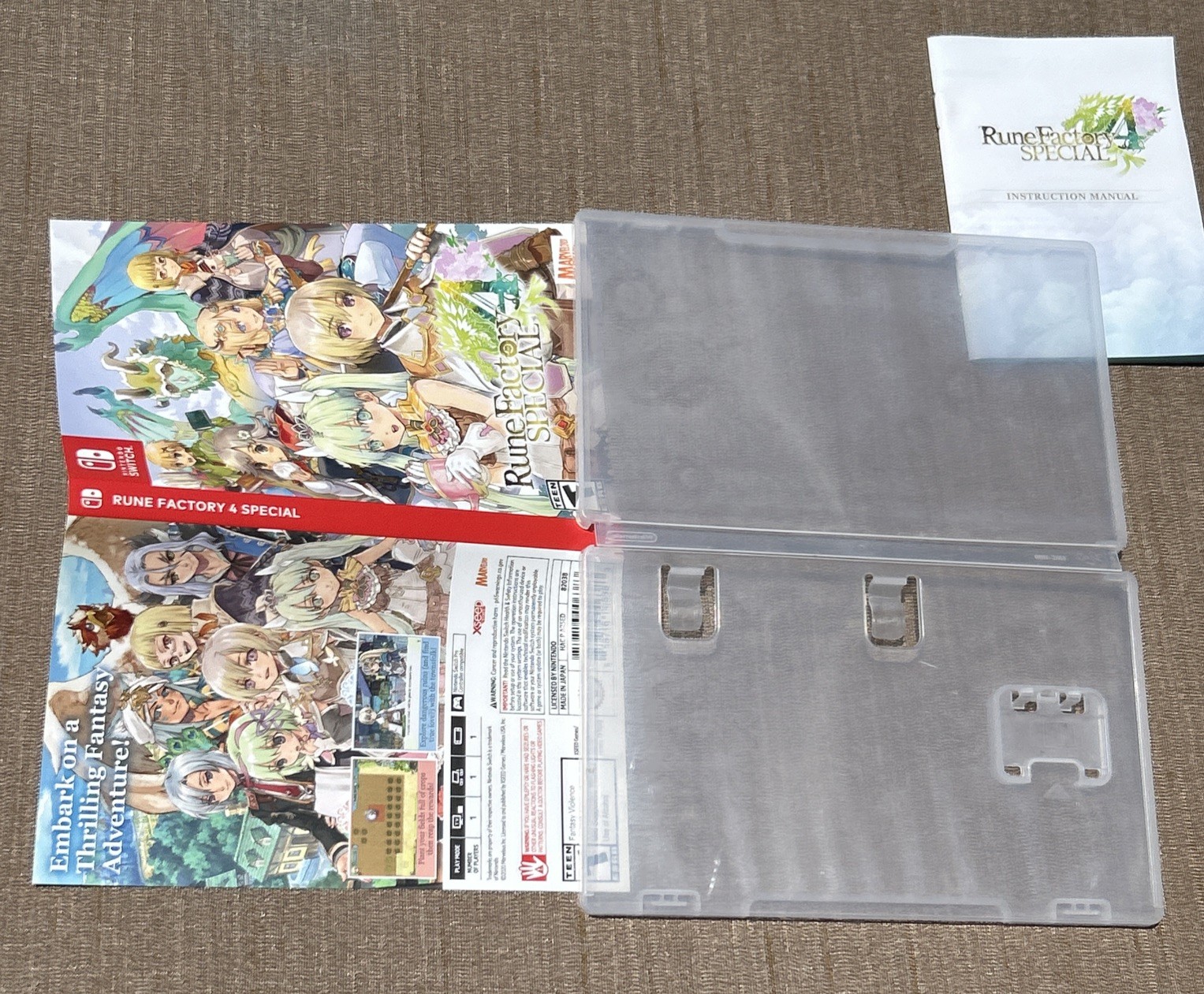 Rune Factory 4 Special Nintendo Switch Case & Manual Only NO GAME Replacement