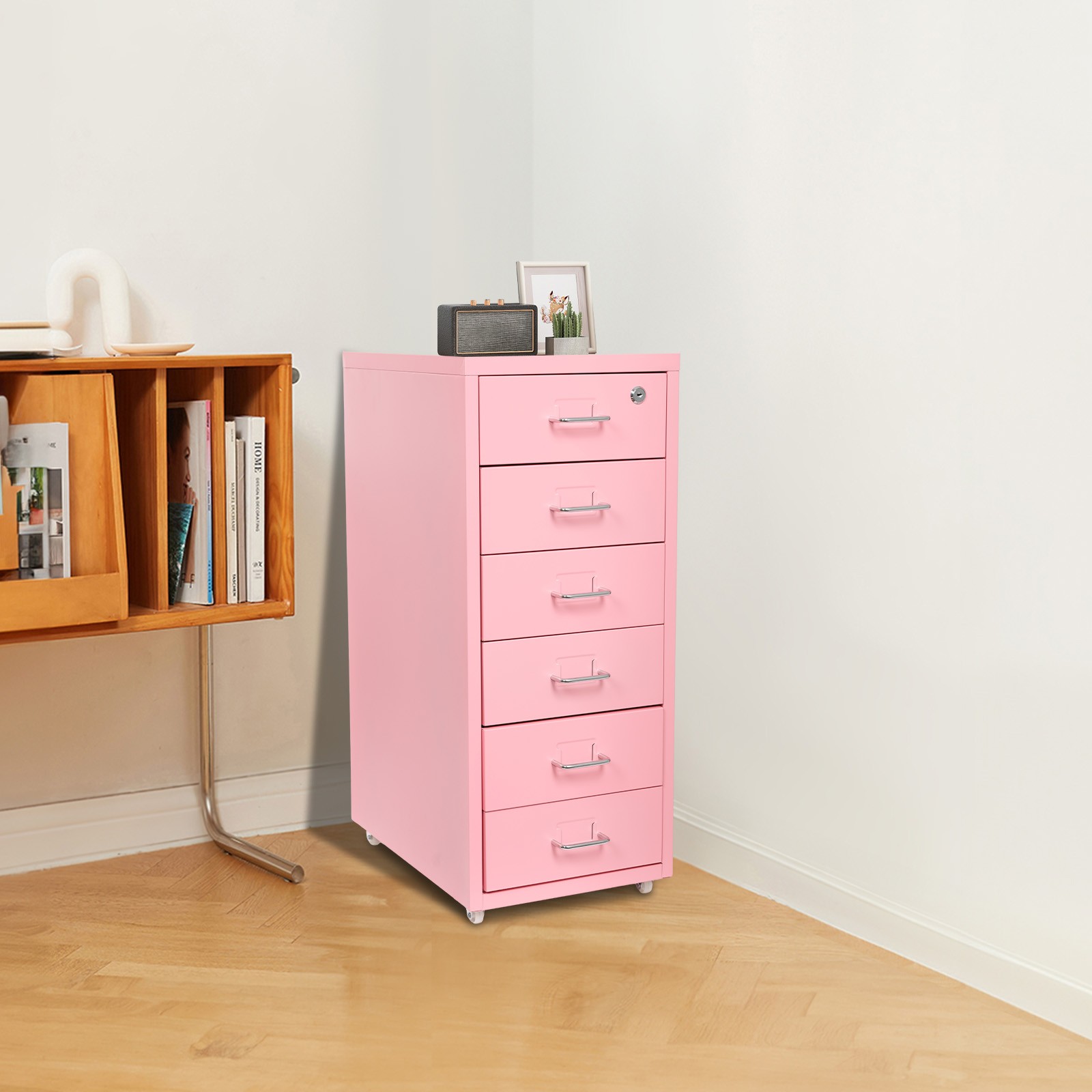 Metal 6 Drawer File Cabinet w/Lock Metal Vertical Filing Cabinet for Office Home