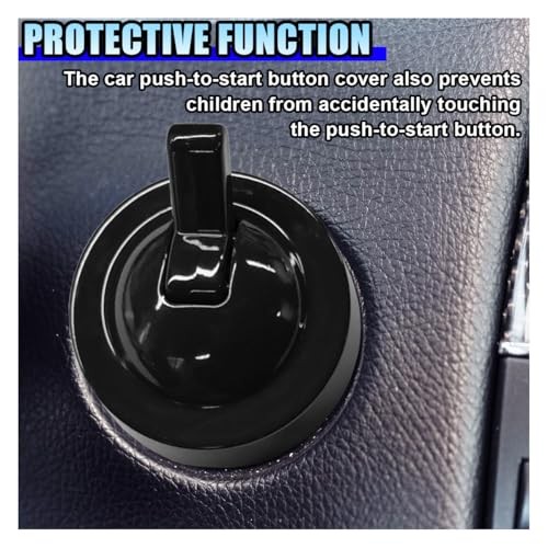 Car Push Start Button Cover, Metal Anti-Scratch One Button Start/Stop Black